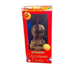 VTG Rare Telco Electronic Christmas Violin Silver Plays 6 Carols